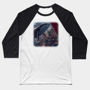 Whale floating in the city Baseball T-Shirt